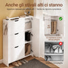 SoBuy FSR220-W, Σχάρα παπουτσιών που εξοικονομεί χώρο 24 cm Είσοδος Nordic Design | Σχάρα παπουτσιών με πορτάκι, χωρητικότητας 12 ζεύγη + 3 πλευρικές, ιδανική για διαδρόμους και μικρούς χώρους