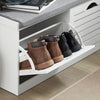SoBuy Panca scarpiera 97x30x47cm - Bianca con Cuscino Grigio FSR62-II-W