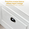 SoBuy FSR82-L-WG Scarpiera Salvaspazio Slim con Seduta Panca Scarpiera da Ingresso Contenitore in Legno Mobile Scarpiera Ingresso per Scarpe, 75x24x51cm Effetto Legno Invecchiato Bianco