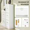 SoBuy FSR94-W Mobile Scarpiera Slim con 3 Ante a Ribalta, Mobile Ingresso Salvaspazio, Ingresso Moderno, 53x24x117 cm, Bianco