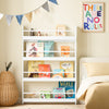 SoBuy KMB08-II-W Libreria Montessoriana per Bambini Libreria Bambini da Parete Libreria Montessoriana con 4 Ripiani Porta Libri e Portagiochi Mensole Cameretta Bianco 80x12x118cm
