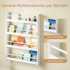 SoBuy KMB08-II-W Libreria Montessoriana per Bambini Libreria Bambini da Parete Libreria Montessoriana con 4 Ripiani Porta Libri e Portagiochi Mensole Cameretta Bianco 80x12x118cm