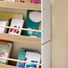 SoBuy KMB121-WN, Knjižna omara Montessori za otroke Otroško stojalo za knjige s 4 policami Navpična knjižna omara za igrače za dekliško spalnico Bela in naravna 60x15x130,5 cm