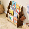 Sobuy KMB32-N Bookstore Montessorian for Children Shepherds Holder Carriage Booksaes от държача на земята с 4 отделения и 2 куки носи игри деца естествени контейнери 91x30x89 cm