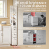 SoBuy NSR13-N Спестяваща място количка с чекмеджета и колела, многофункционален шкаф за кухня, баня и перално помещение, естествен 20x40x170 см